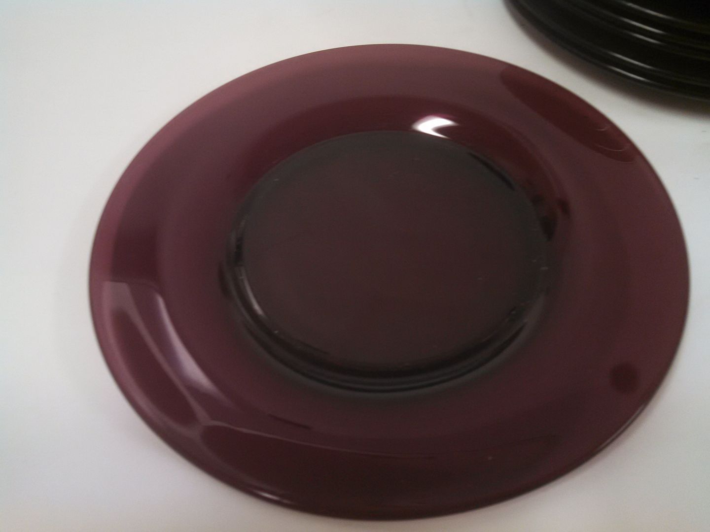 Vintage Set of 9 Elegant Purple Amethyst Aubergine Glass Salad Plates 8.25"