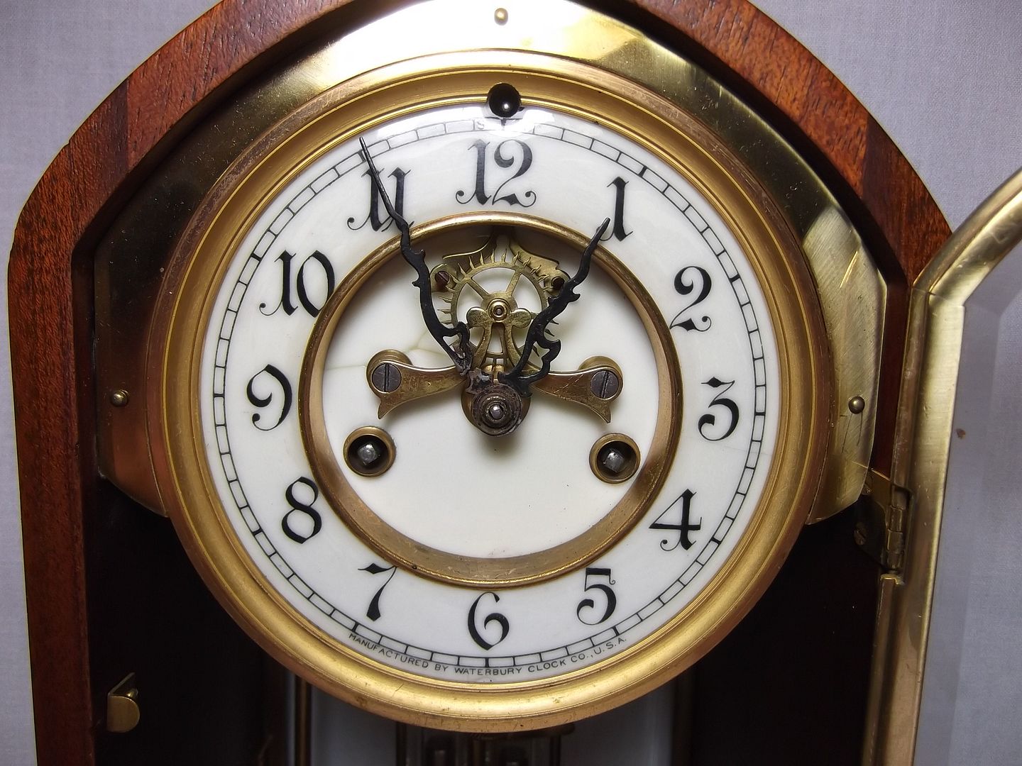 Waterbury Clock Co 1898 Mantel Walnut Case Brass antique eBay