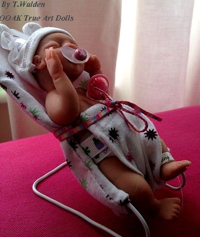 Ooak Cute Realistic Newborn Baby Girl Lucy Mini Sculpt Art Doll By T