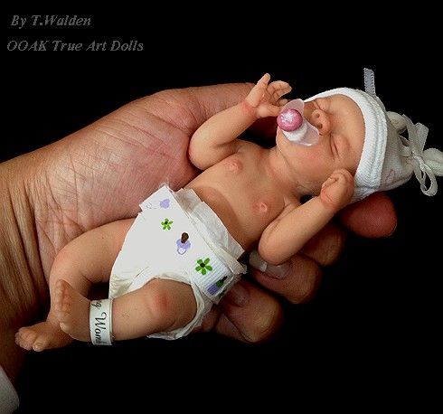 Ooak Cute Realistic Newborn Baby Girl Lucy Mini Sculpt Art Doll By T