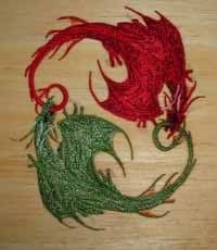 Red and Green Dragon Ying Yang
