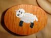 sheep embroidered wooden band box
