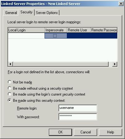 Teradata Linked Server - Security