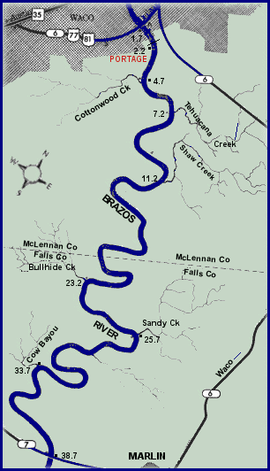 Brazos put-in spots, address from P.K., Lake Waco, & Gulf ...