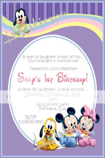 Disney Baby Mini Mouse 1st Birthday Invitation U Print or Printed / 7 