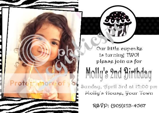 Zebra Cupcake Invitations  