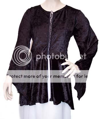 Stevie Nicks Look Black Lace Up Velvet Top SIZES 8   22  